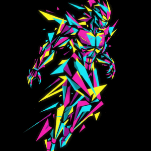 Futuristic Abstract Poster in Cyberpunk Style.