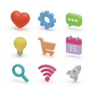 3D icons Set Prompt (share the same soft, modern, and inviting aesthetic)